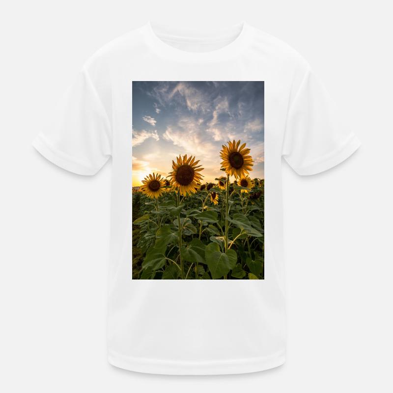 Sonnenblumen bei Sonnenuntergang Kinder Funktions-T-Shirt