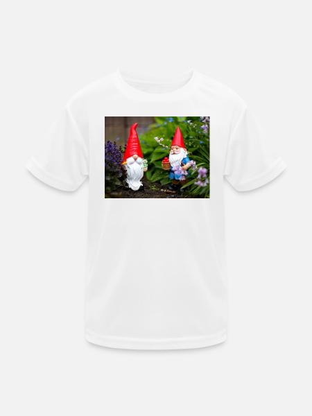 Garden Gnome Red Cap Scene - Kids Functional T-Shirt - white