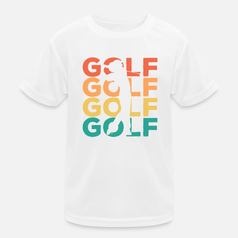 Rainbow Golf Swing Silhouette Kids Functional T-Shirt
