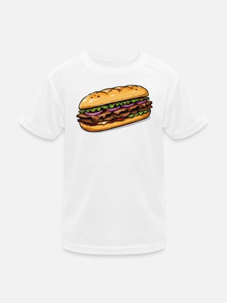 Sandwich Illustration - Kinder Funktions-T-Shirt - Weiß - Vorne
