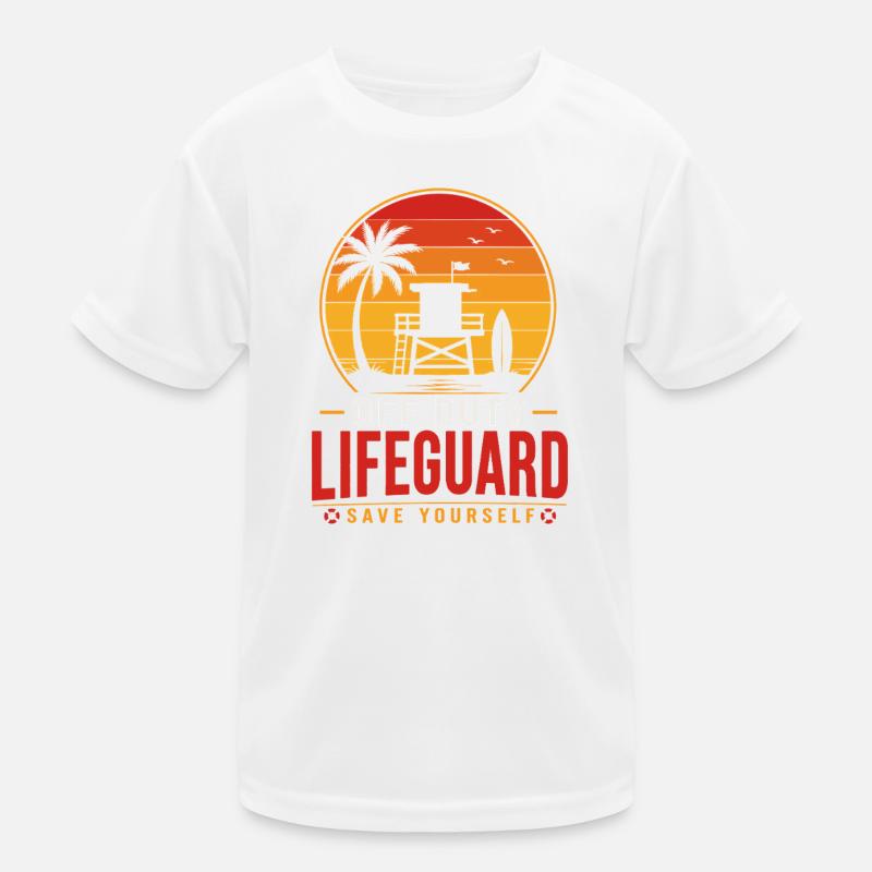 Off Duty Lifeguard Sunset Kids Functional T-Shirt