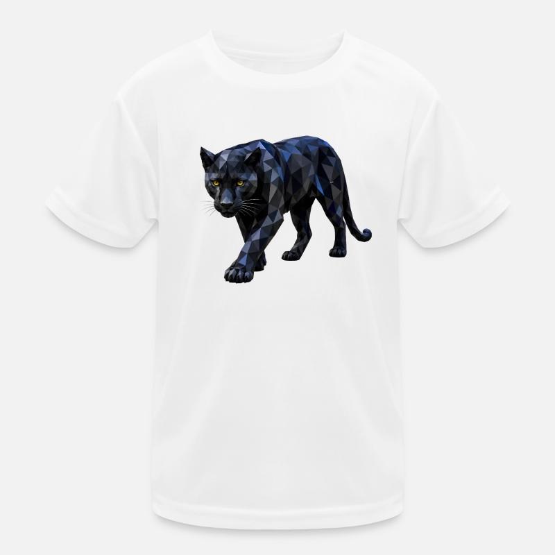 Polygon-Panther - Kinder Funktions-T-Shirt - Weiß