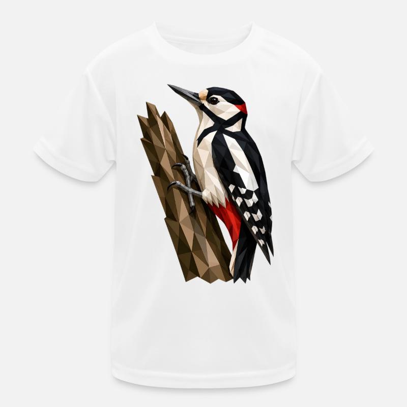 Polygonaler Waldspecht - Kinder Funktions-T-Shirt - Weiß