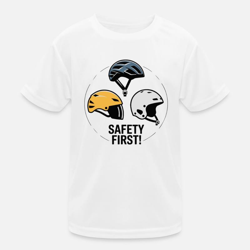 Safety First: Helmet Trio Badge Design Kids Functional T-Shirt