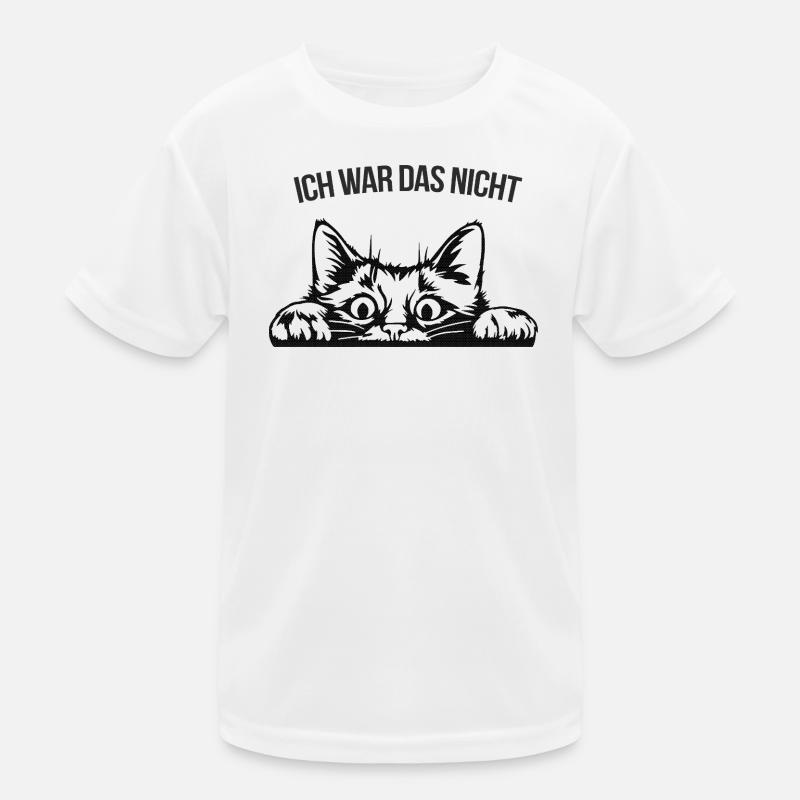 Ich war das nicht – schelmische Katze Kinder Funktions-T-Shirt