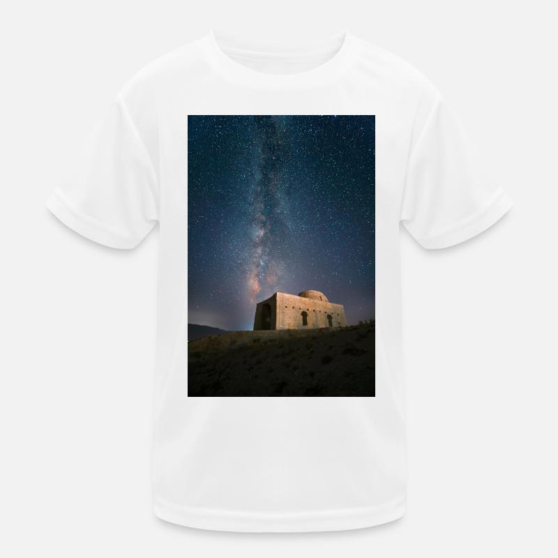 Milky Way Over Ruins Nightscape Kids Functional T-Shirt