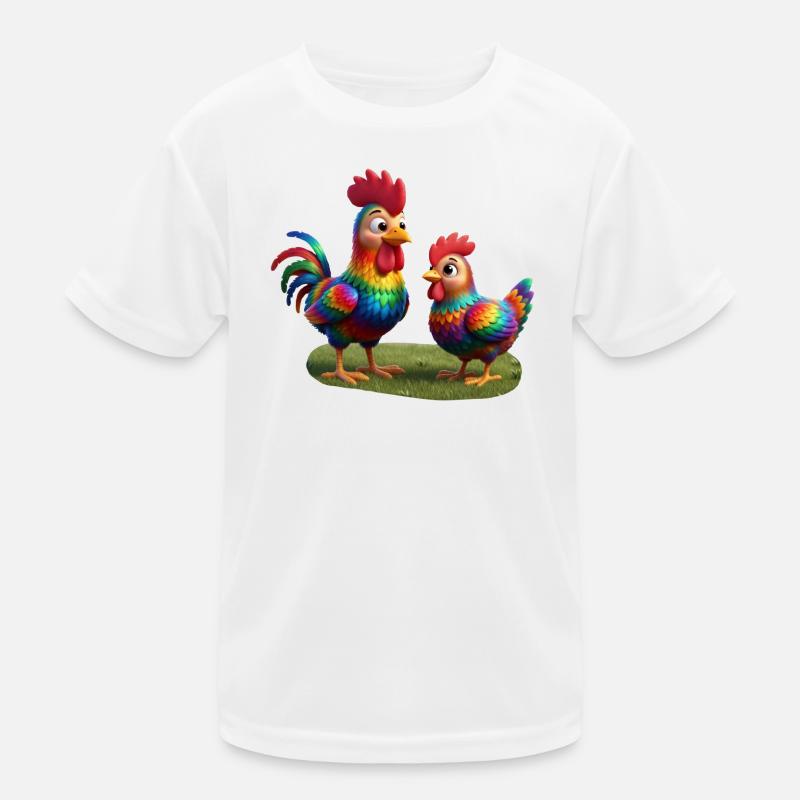 Rooster with hen Kids Functional T-Shirt