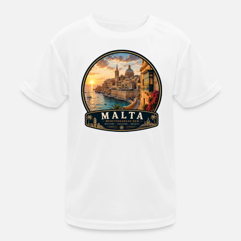 Malta Valletta Kolonialstil Urlaub Mittelmeer  Kinder Funktions-T-Shirt