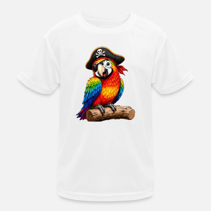 Piratenpapagei Regenbogenfeder Kinder Funktions-T-Shirt