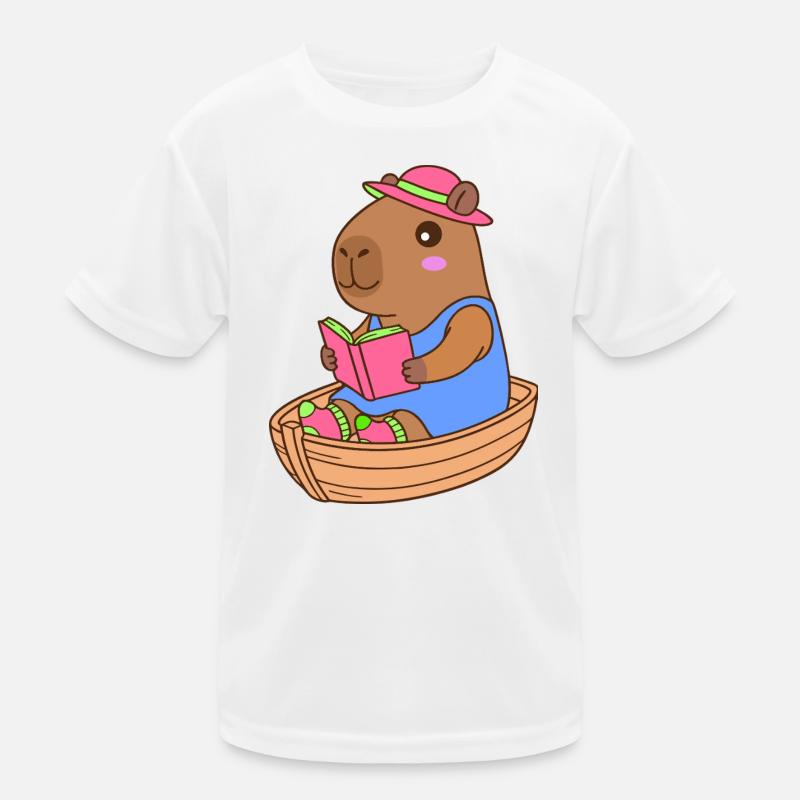 Lesen über Capybara im Ruderboot - Sommerdesign Kinder Funktions-T-Shirt