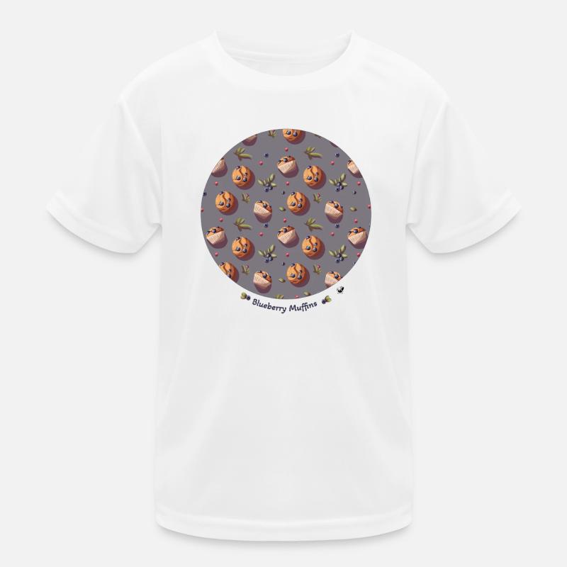 Kreis mit Blaubeermuffins, Blätter und Beeren Kinder Funktions-T-Shirt