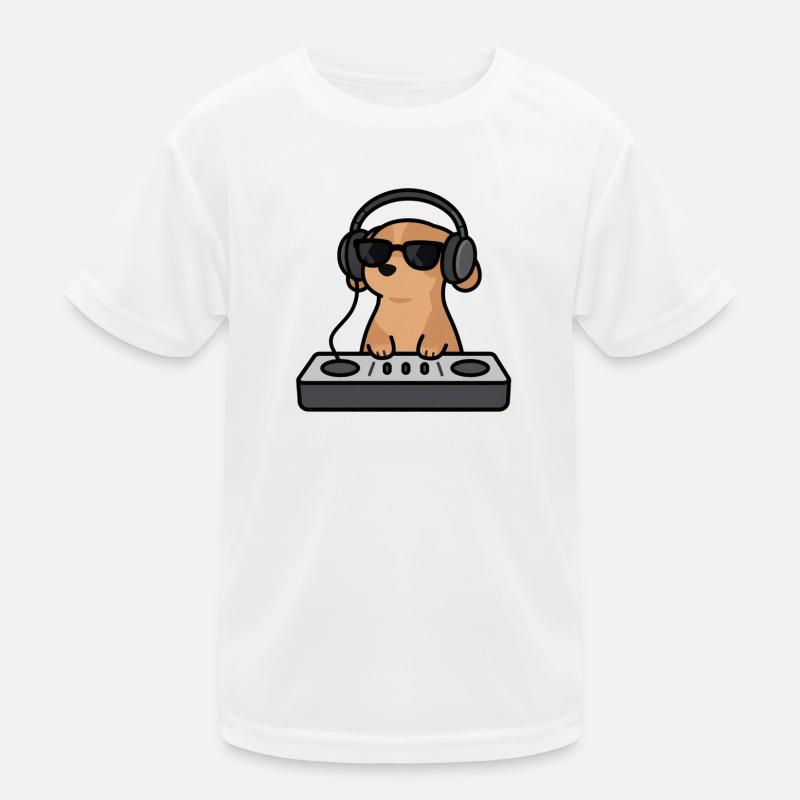 Cute dog as DJ at the mixing desk Gift Kids Functional T-Shirt