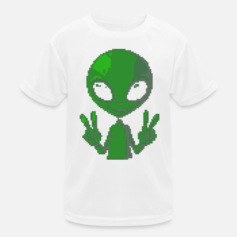 Pixel Alien Friedenszeichen Kinder Funktions-T-Shirt