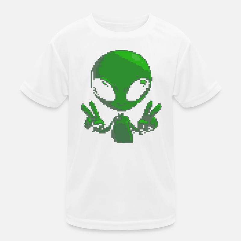 Pixel Alien Friedenszeichen Kinder Funktions-T-Shirt
