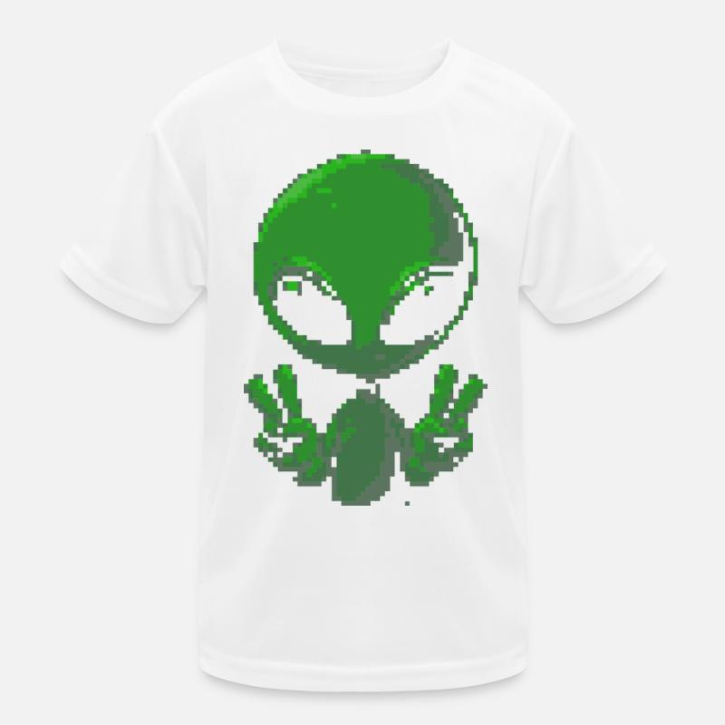 Pixel Alien Friedenszeichen Kinder Funktions-T-Shirt