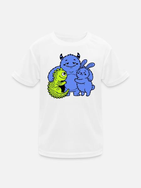 Niedliche Monster - Kinder Funktions-T-Shirt - Weiß - Vorne