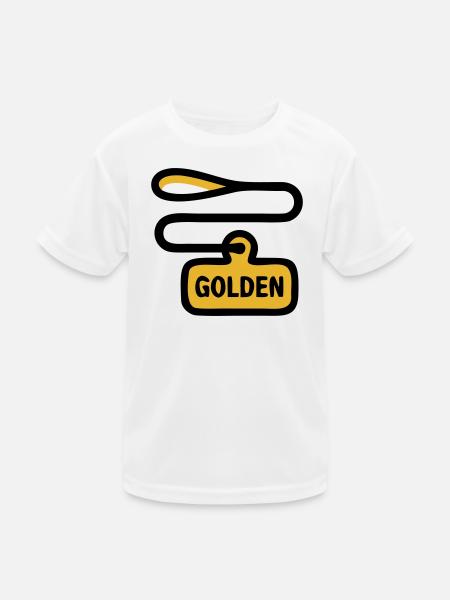 Dog Leash Golden Retriever Walk - Kids Functional T-Shirt - white - Front