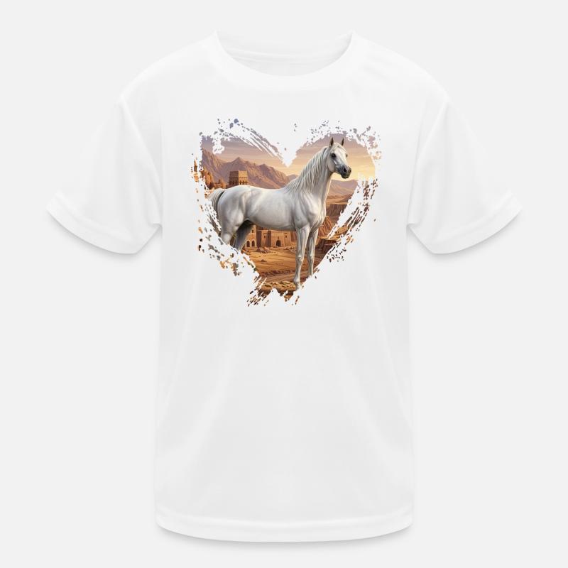 Ein Abbayan-Pferd, Jemen und ein Herz Kinder Funktions-T-Shirt