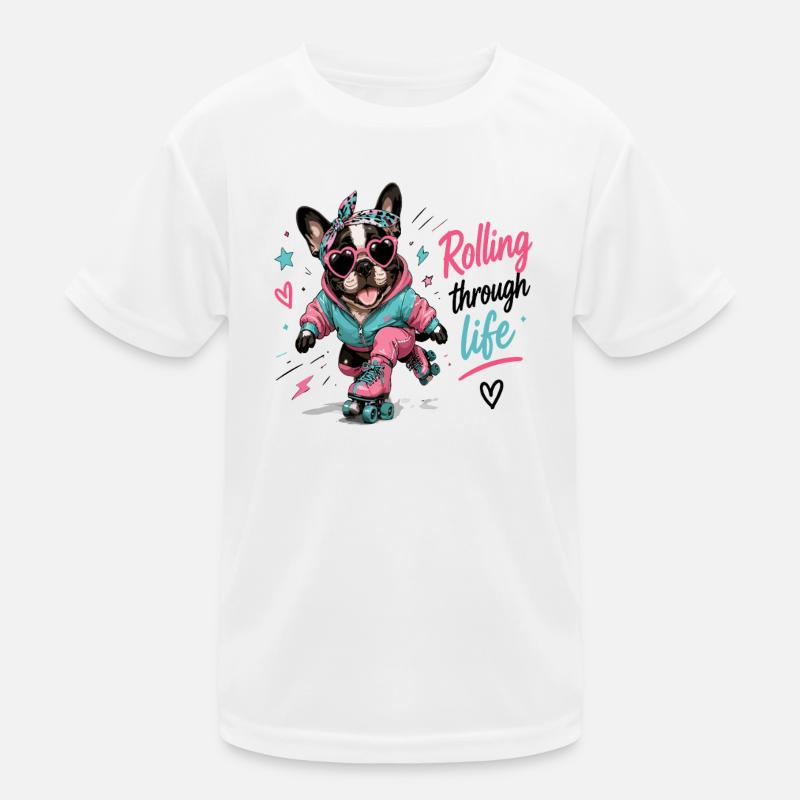 Rollender Hund – Lebensfreude Kinder Funktions-T-Shirt