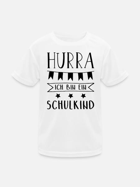 Hurra Ich bin ein Schulkind Einschulung - Kinder Funktions-T-Shirt - Weiß - Vorne