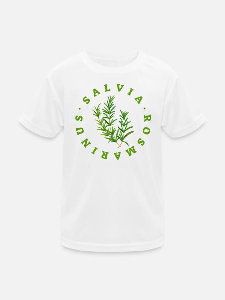 Rosemary Circular Botanical Emblem - Kids Functional T-Shirt - white - Front