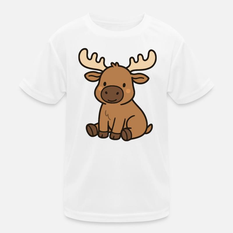 Süßer Elch - Kinder Funktions-T-Shirt - Weiß