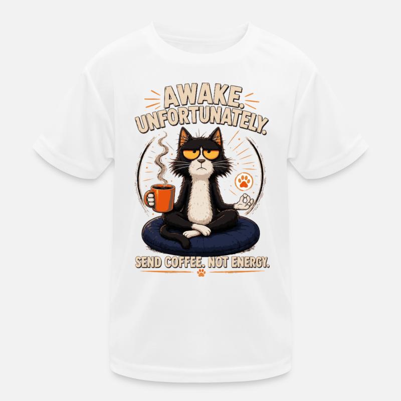 Awake Unfortunate Cat: Coffee Zen Kids Functional T-Shirt