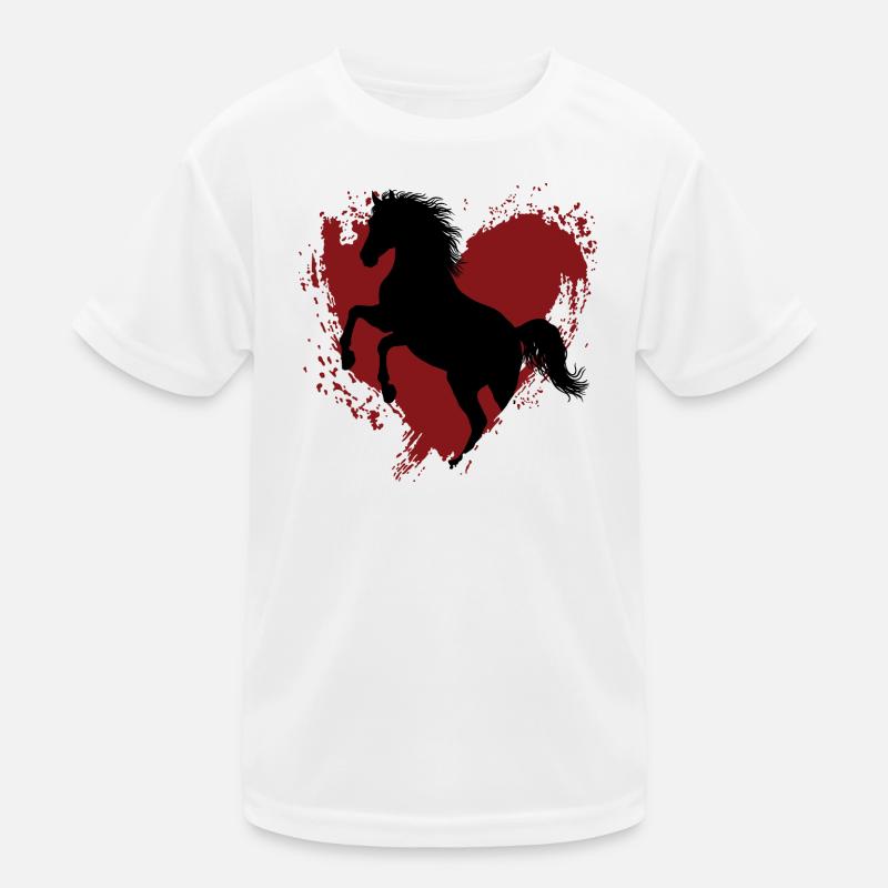 La silhouette du cheval Abbayan cabré et un coeur T-shirt sport Enfant