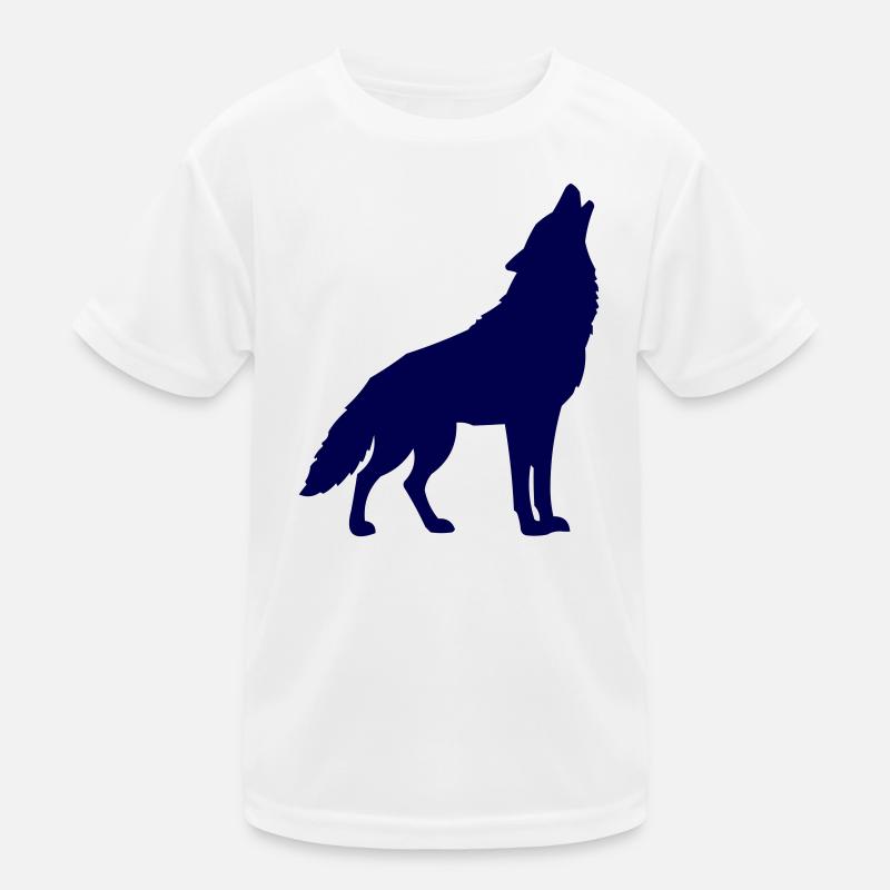Midnight Blue Wolf Silhouette Kids Functional T-Shirt