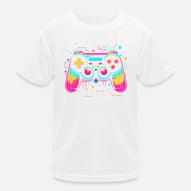 Game Controller Retrowave Look Kids Functional T-Shirt