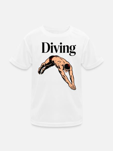 diving, diving, swimming - Kids Functional T-Shirt - white - Front