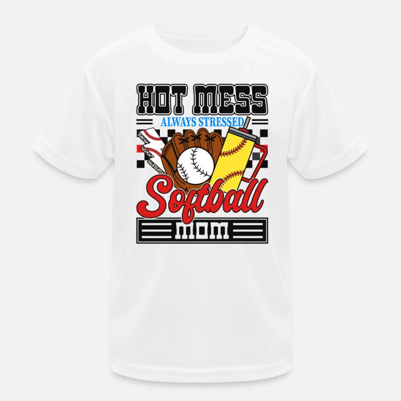 Stressed Softball Mom Kids Functional T-Shirt