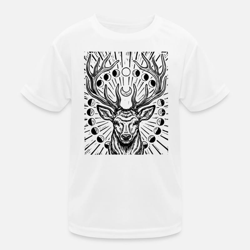 Rothirsch Mondphasen Hirsch Geweih Astronomie Kinder Funktions-T-Shirt