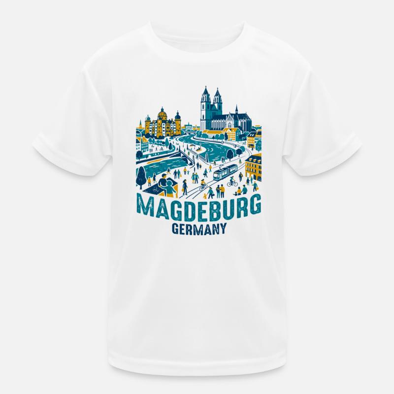 Magdeburg Germany Skyline With Elbe River Views Kinder Funktions-T-Shirt