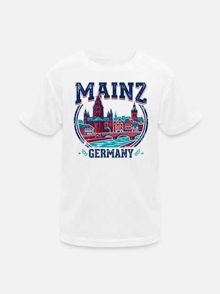 Mainz Germany Cathedral Rhine River Emblem - Kinder Funktions-T-Shirt - Weiß - Vorne