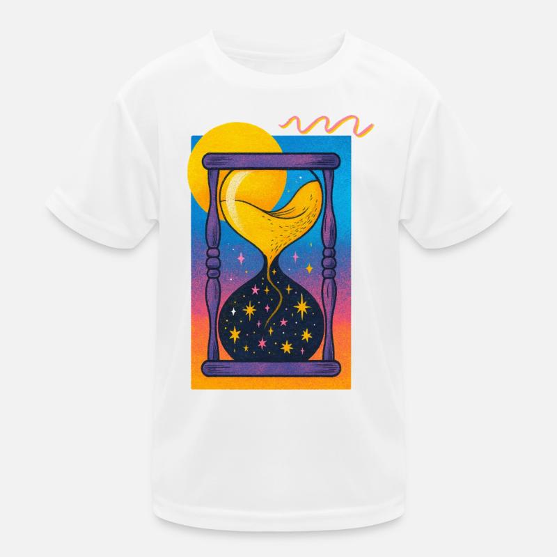 Kosmisches Sanduhr-Neon Kinder Funktions-T-Shirt