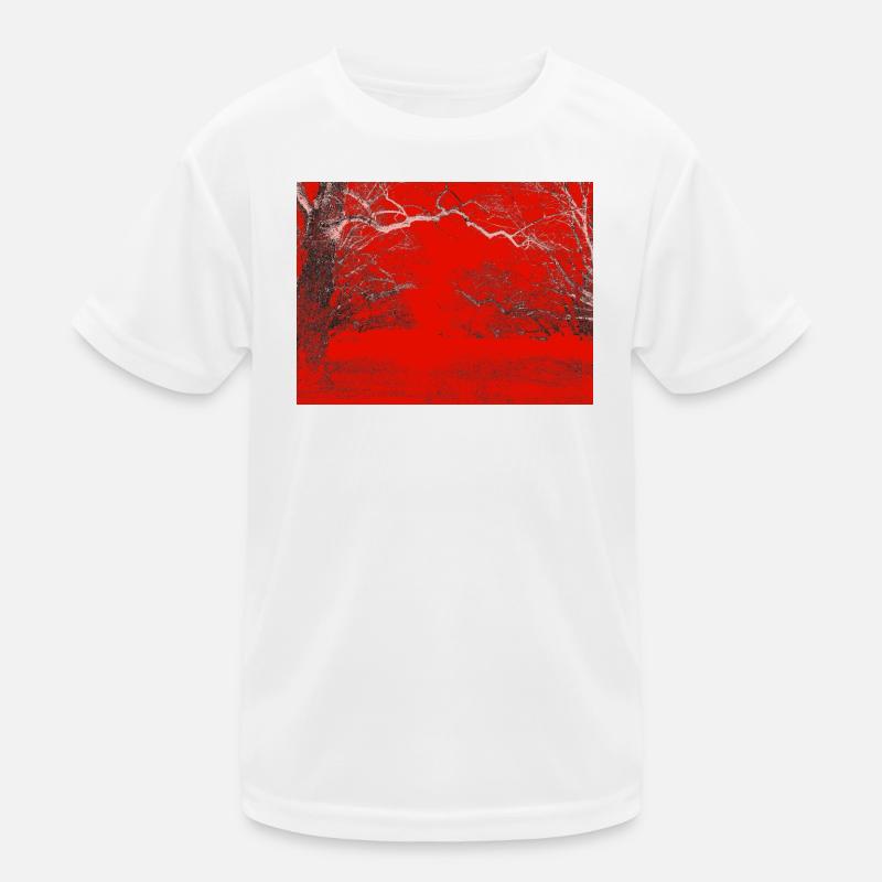Roter Waldrand Kontrast Kinder Funktions-T-Shirt