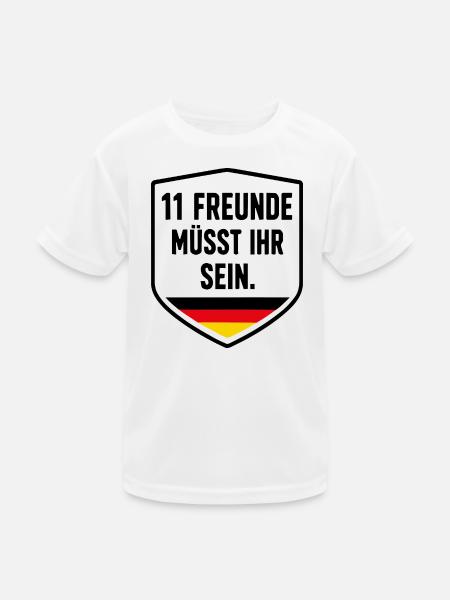Deutschland Fußball Fan Teamgeist Elf Freunde - Kinder Funktions-T-Shirt - Weiß - Vorne