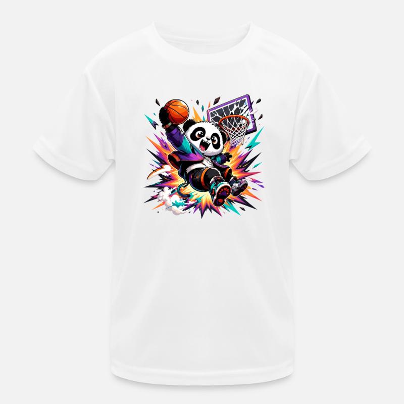 Panda Slam Dunk Neon Kids Functional T-Shirt