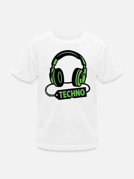 DJ Headphones Techno Rave Festival Producer - Kids Functional T-Shirt - white - Front