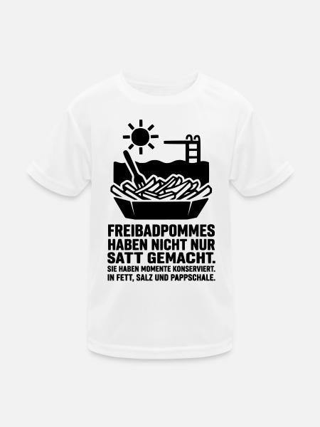 freibad pommes kult - Kinder Funktions-T-Shirt - Weiß - Vorne