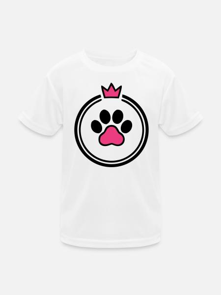Dog Paw Crown Heart Bone Dog Mom - Kids Functional T-Shirt - white - Front