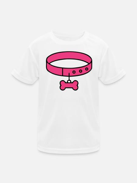 Hundehalsband Knochen Welpe Hundemama - Kinder Funktions-T-Shirt - Weiß - Vorne