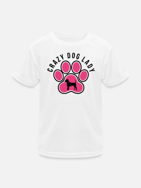 Hundepfote Crazy Dog Lady Hundemama Frauchen - Kinder Funktions-T-Shirt - Weiß - Vorne