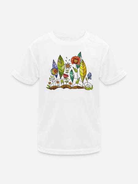 Blumen - Kinder Funktions-T-Shirt - Weiß