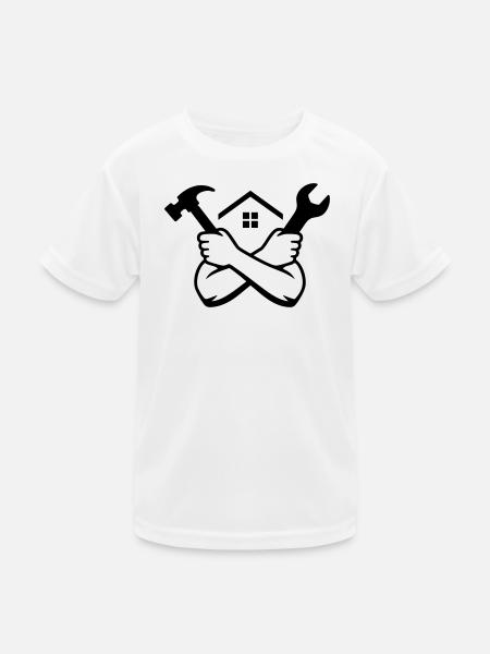 Handyman House Tool Emblem - Kids Functional T-Shirt - white - Front