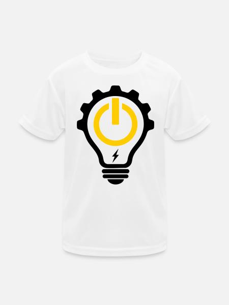 Elektriker Glühbirne Blitz und Zahnrad - Kinder Funktions-T-Shirt - Weiß - Vorne