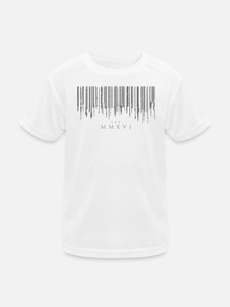 Barcode Tropfen Gray Est. MMXVI - Kinder Funktions-T-Shirt - Weiß