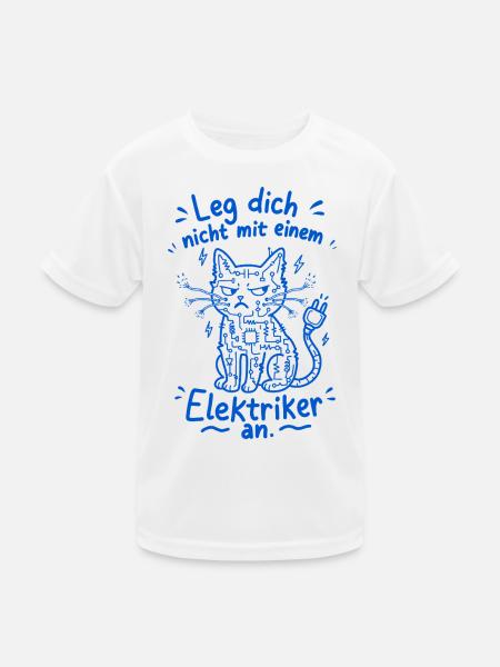 Electrician Cat Circuit Doodle - Kids Functional T-Shirt - white - Front