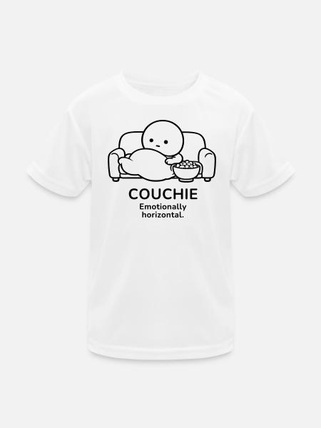 Couchie – Emotionally Horizontal | Cozy Mood - Kinder Funktions-T-Shirt - Weiß - Vorne